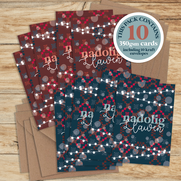 Festive Blanket Welsh theme A7 card packs