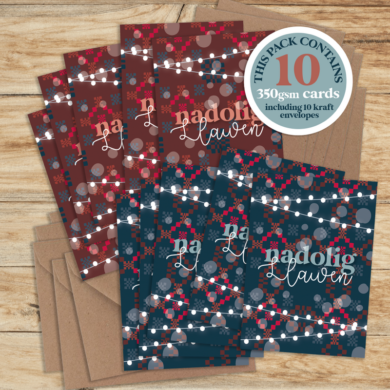 Festive Blanket Welsh theme A7 card packs