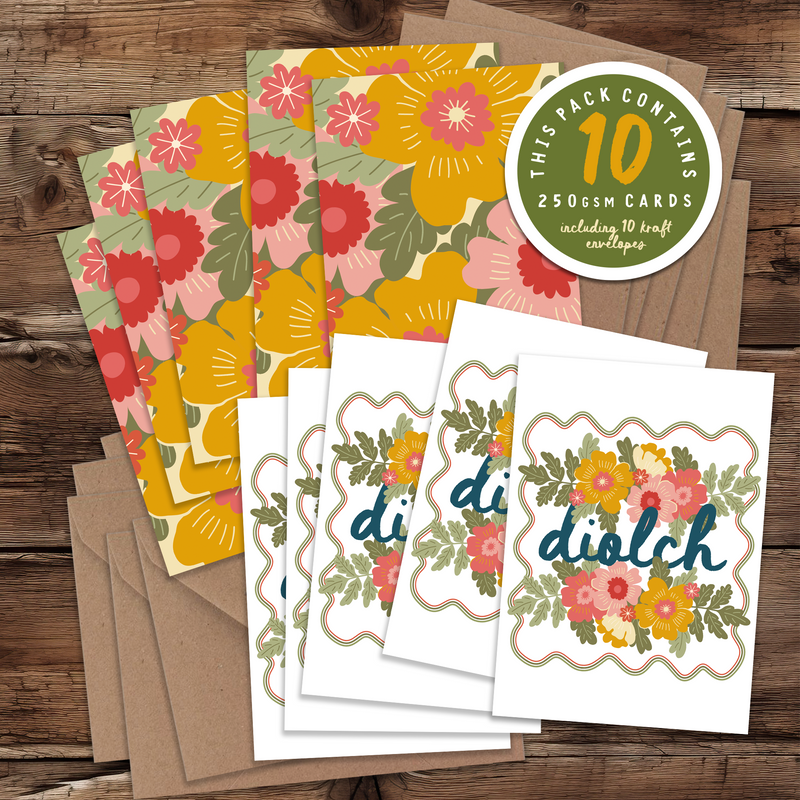 Diolch Flowers A7 card pack