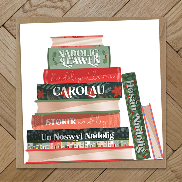 Nadolig books Welsh Christmas card