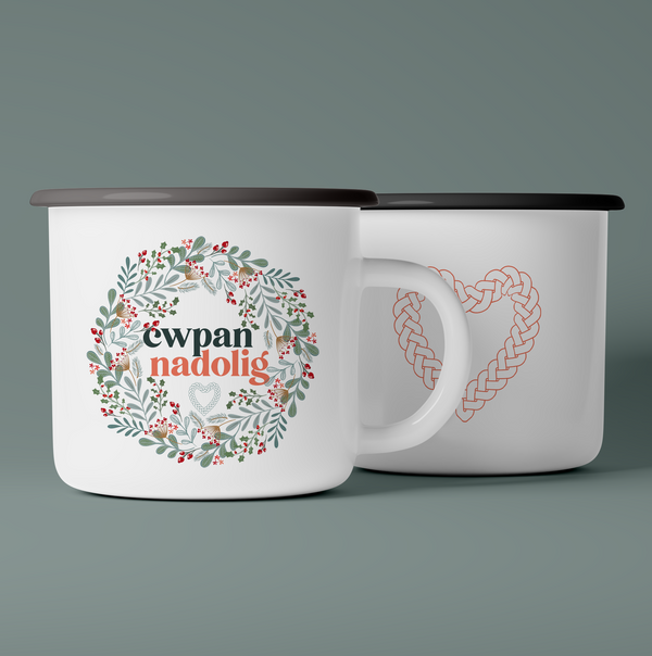 Cwpan Nadolig Wreath Mug