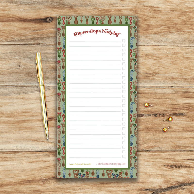 Rhestr Siopa Nadolig / Christmas shopping list notepad