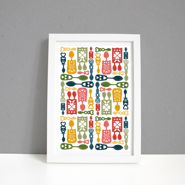 Welsh Lovespoons A4 Print / Framed and Unframed