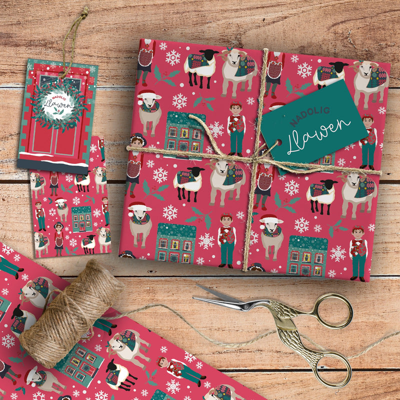 Christmas In Wales Designer Wrapping Paper Sheets and Tags